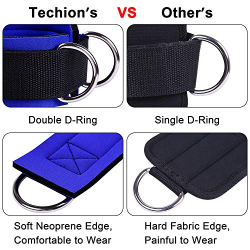 1 Pair Adjustable Fitness Ankle Strap with Double D-Ring - color: Blue
