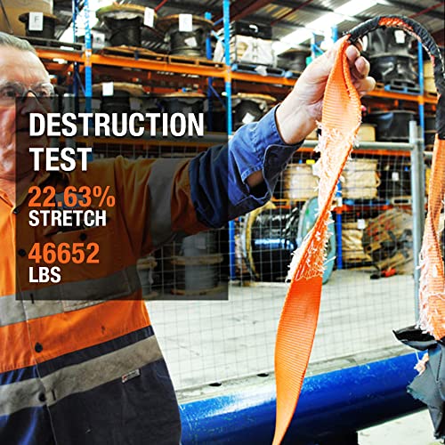 ALL-TOP Extreme Duty Tow Strap Recovery Kit: 4inch x 30ft (46,500lbs) 100% Nylon and 22% Elongation Snatch Strap + 3/4 Heavy Duty D Ring Shackles (2pcs) + Storage Bag - size: 4" x 30' Kit