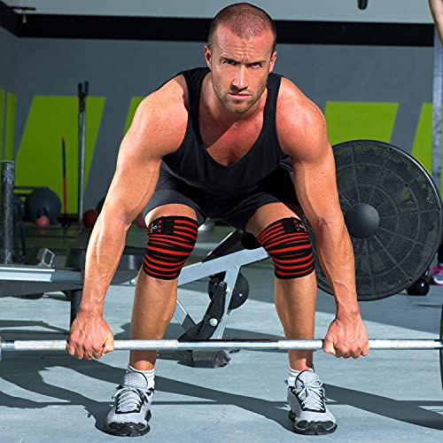 AQF Knee Wraps for Weightlifting Bandage - 78" IPL & USPA Approved (Pair) - color: Blk & Red