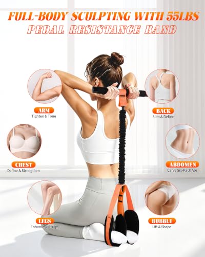 Pedal Resistance Bands with Handles, 2026 Upgraded 55LBS Exercise Bands