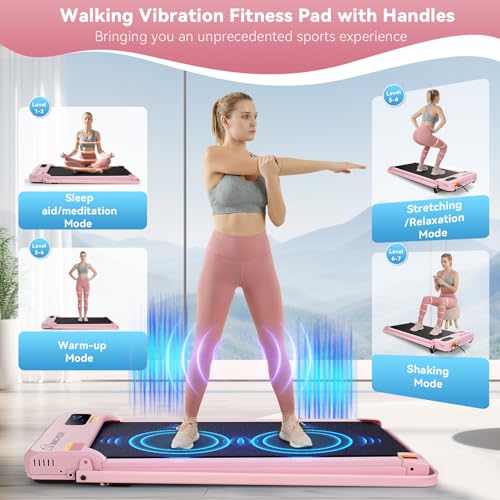 ANCHEER Walking Pad with Incline - Under Desk Treadmill with Handle Bar - color: Pink Rose Gold