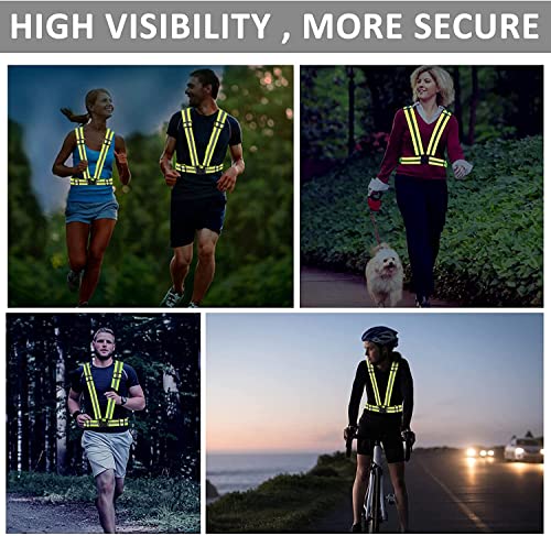 Running Reflective Vest Gear 3 Pack, Adjustable Safety Vest High Visible Reflective Belt Straps Night Walking Vest - color: Green,Blue,Pink