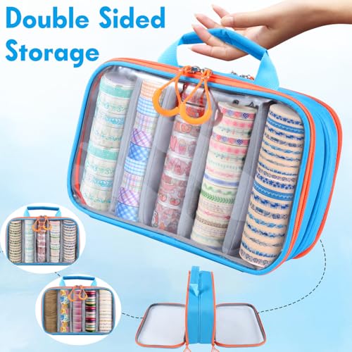 Washi Tape Box Organizer Clear Sticker Storage Box with Adjustable Division