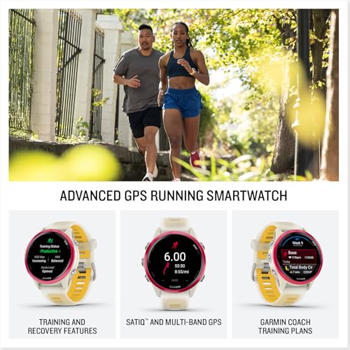 Garmin Forerunner® 570, 42mm, Aluminum, Bone/Mango - color: Raspberry with Bone/Mango, size: 42mm