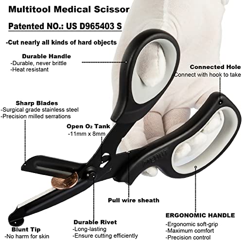 MEUUT Medical Scissors 2-Pack Trauma Shears for Nurses All Purpose Scissors - color: Black+quartz Grey