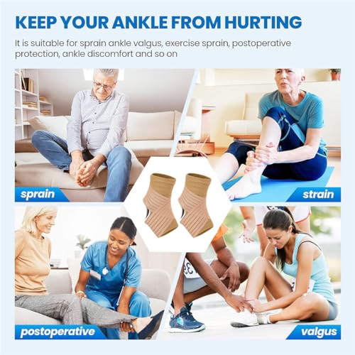 Ankle Support Brace for Women & Men, 1 Pair Ankle Compression Sleeve Adjustable Ankle Wrap, Breathable Foot Brace for Relief Sprained Ankle, Achilles Tendon, Injured Foot, Recovery, Sport, Running
