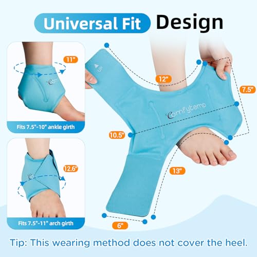 Comfytemp Ankle Ice Pack Wrap and Wrist Ice Pack Wrap Carpal Tunnel Wrist Brace, Hand Thumb Ice Packs Brace, Gel Packs for Injuries Reusable, Hot Cold Compress