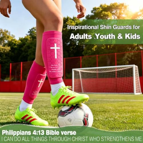 Soccer Shin Guards for Kids Youth and Adults, Honeycomb Padded - color: Pink, size: Medium