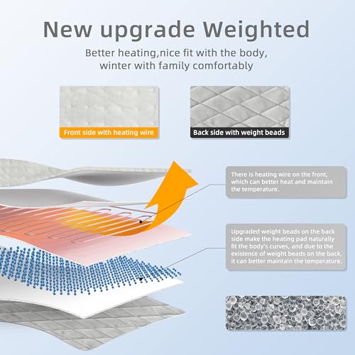 Heating Pad,Heated Blanket,Heating Pad for Back Neck,LightGray,24x12 in - color: Rhombicgray, size: 24x12 Inch