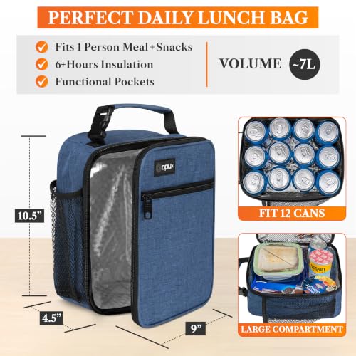 opux Insulated Lunch Box Kids & Adults, Leakproof Soft Cooler Bag, Navy - color: Navy