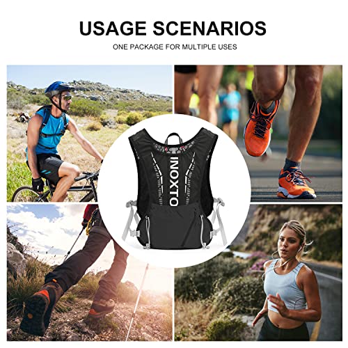 INOXTO Running Hydration Vest Backpack,Lightweight Insulated Pack with 1.5L Water Bladder Bag Daypack for Trail Hiking Running Cycling Race Marathon for Women Men - color: Dark black stripe
