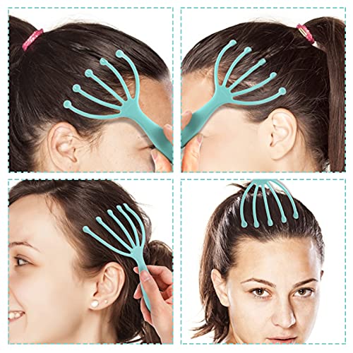Scalp Massager,Handheld Claw Head Massager for Deep Relaxation & Stress Reduction in The Office Home SPA. Blue and Green(2-Pack)