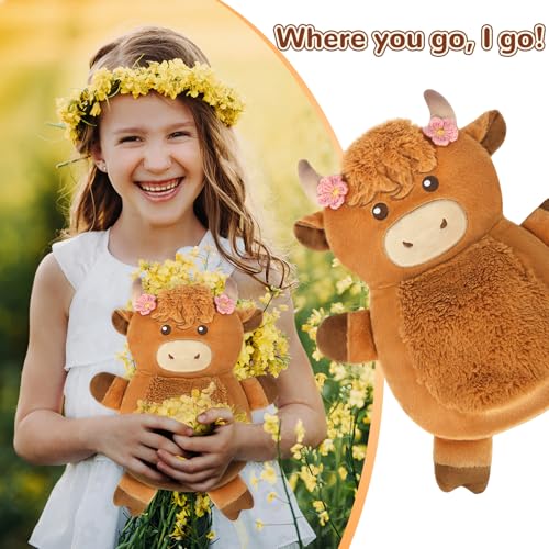 Microwave Heating Pad for Pain Relief, 16" x 12" Microwavable Heating Pads for Cramps, Back Pain, Neck Shoulder, Muscles, Knee, Joints, Natural Heat Pack Moist Heat, Highland Cow Adorned with Flowers - size: Highland Cow-2