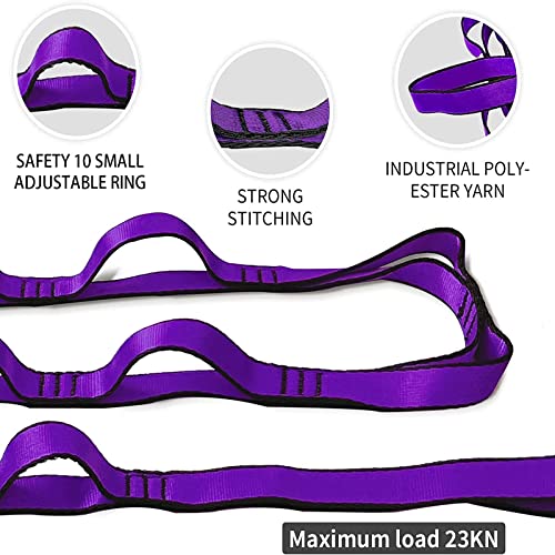 Aerial Yoga Hammock Daisy Chains Strap, Strong 22kN Adjustable with 10 Loops, No Stretch, Yoga Straps Nylon Chain Sling for Aerial Yoga,Swing, Hammock, Suspension, Exercise - color: Purple, size: 40"×0.79"