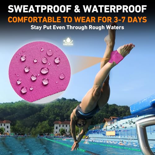 KTQUICK Precut Kinesiology Tape for Ankle,12PCS,20% Stronger Adhesive,Pink - color: Pink