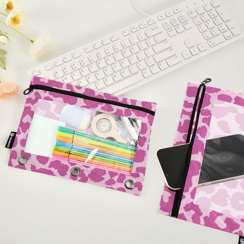 Leopard Pencil Pouches for 3 Ring Binder 2 Pack - color: Leopard