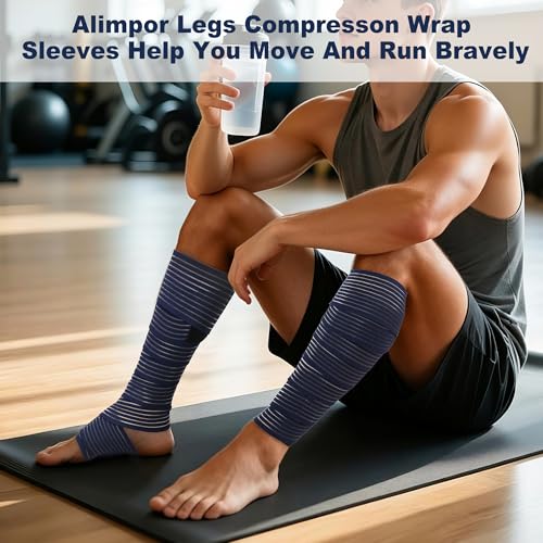 Compression Wraps for Legs Swelling Relief, Adjustable Breathable, 2 Pack - color: Dark Blue, size: 70.87"
