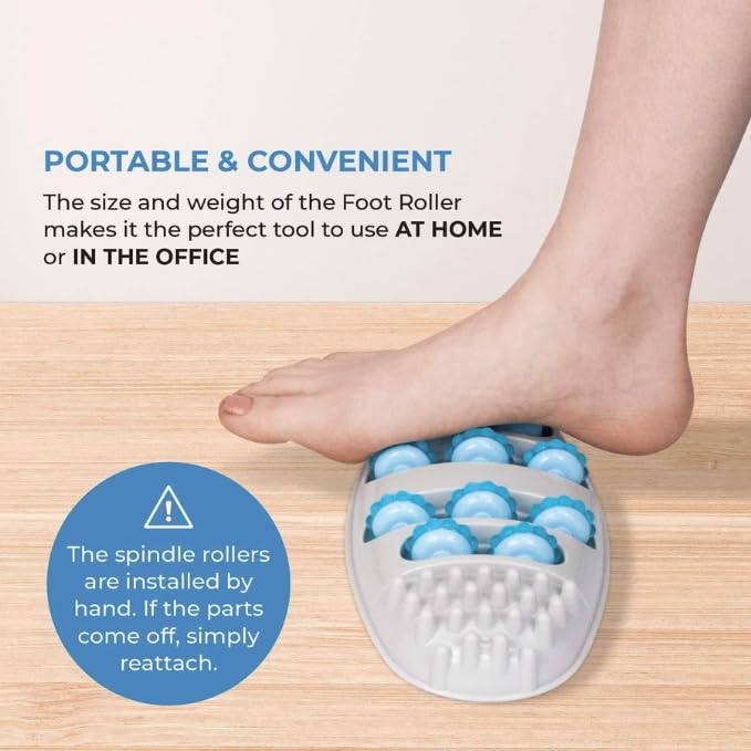 Lindo Shiatsu Foot Roller - Foot Reflexology Massager, Spinning Rollers for a Soothing and Relaxing Massage (Blue)
