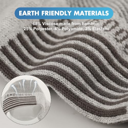 BAMBOO COOL Mens Athletic Ankle Socks Moisture Wicking Cushioned 8 Pack - color: 8 Pairs Grey, size: X-Large