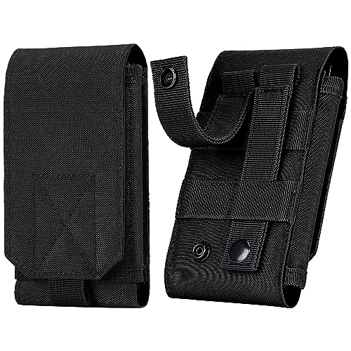 Tactical Molle Phone Holster Pouch, Universal Belt Waist Bag for iPhone 18 Pro Max/17 Pro/17/16 Pro Max/15 Pro Max/14 Pro Max/13, Samsung S26 Ultra/S25/S24, Size L - color: Black(1 Pack)