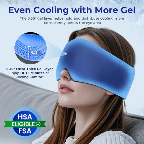 Cooling Gel Eye Mask for Puffy Eyes, Reusable Cold Compress, Soft Gel Fit - color: Blue