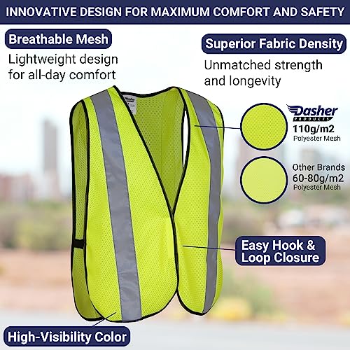 Safety Vest with High Visibility - 2 Inch Reflective Strips, Bright Neon Yellow, Breathable Polyester Mesh Fabric, ANSI ISEA Class Unrated, Hi Viz All Day and Night (10 Pack - XL-XXXL) - size: X-Large-3X-Large