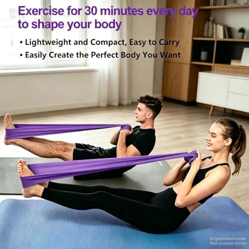 Long Resistance Bands for Working Out, Physical Therapy, Yoga & Pilates - color: Purple