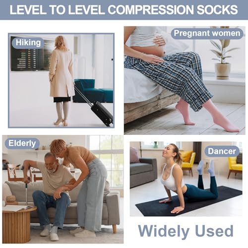 3 Pair Non Slip Compression Socks Women Men - color: Light Color, style: Minimalist