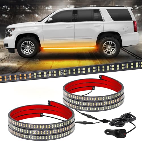 XRIDONSEN 2PCS 60 inch Running Board Strobe Lights Amber Lights for Trucks - color: Amber