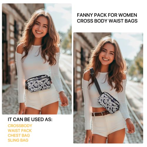 Bat Fanny Pack Women Fashion Belt Bag Waterproof Adjustable Strap Waist Pouch Casual Workout Travel Cycling Running - color: White