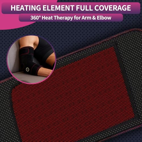 Heated Arm Massager Elbow Brace for Tendonitis Tennis Elbow Pain Relief, Portable Heating Pad Sleeve with Massage and Compression Support for Cubital Tunnel Ulnar Nerve