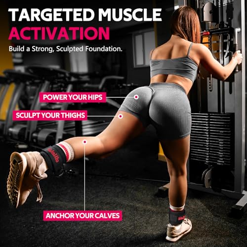 Ankle Straps for Cable Machines, Leg Straps for Glute Kick Back Accessories - color: Black