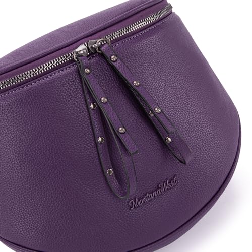 Montana West Crossbody Bag for Women, Vegan Leather Bum Bag with Coin Purse - color: Purple