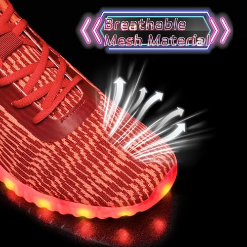 Light Up Shoes for Women Men, LED Sneakers USB Charging Unisex Adult Glow Party Cool Dancing Shoes - color: Red, size: 5 Women/4 Men