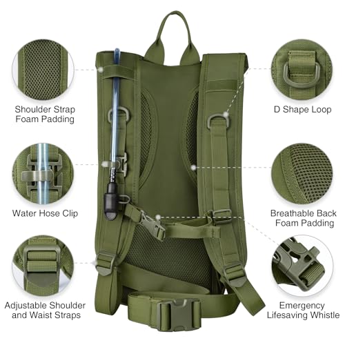 NOOLA Hydration Backpack with 3L Water Bladder, Tactical Pack for Hiking - color: Green