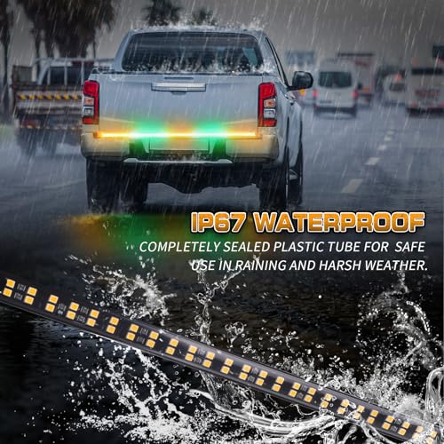 XRIDONSEN 60 inch Tailgate Lights Strip Green Amber Strobe Lights - color: Amber/Green