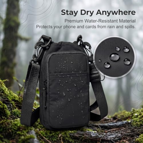 Water Bottle Holder with Strap, Crossbody Sling Bag for Walking Hiking - color: Black
