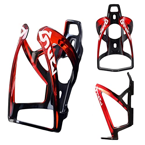 Suruid Bike Water Bottle Cage, Universal Drink Holder - Durable Ultralight Plastic Bottle Holder for Cycling, MTB, Road & Mountain Bikes, 2 Pack - Black Red - color: Black Red