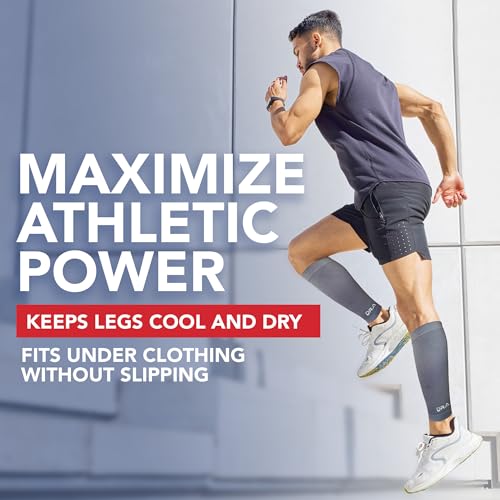 Dr. Arthritis Calf Compression Sleeve for Men and Women, Helps with Varicose Vein & Calf Discomfort (Medium, Grey, 1 Pair) - color: Grey