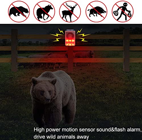 2Pack Solar Motion Detector Alarm Light,WONFAST 130db Sound Warning Security Strobe Siren Light,Gunshot Dog Barking Sound & Recording 20s Custom Message for Farm Villa Barn Yard Chicken Coop - size: 2PCS