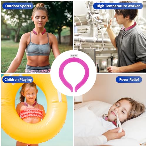 2PCS PCM Neck Cooling Tube with Insulated Bag, Reusable Ice Ring Neck Cooler Wrap, Wearable Cooling Neck Ring for Hot Weather Outdoor Work, TPU Gel Freezable Collar (Rose*2) - color: Double Rose