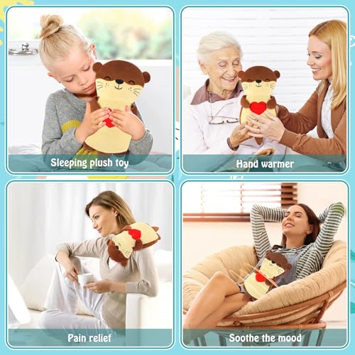 Otter with Heart Microwavable Heating Pad for Period Cramps Pain Relief - style: Otter hold heart