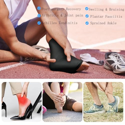 Ankle Ice Pack for Swelling, Reusable Ankle Ice Pack for Ankle Sprains, Cold Therapy Sock Compression, Relieve Plantar Fasciitis, Achilles Tendonitis, Sore Feet and Heels