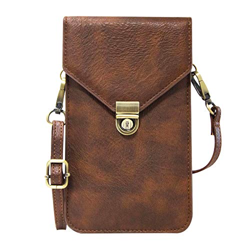 Small Cell Phone Purse, Synthetic Leather Crossbody Bag Dual Pockets Card Holder Neck Pouch with Adjustable Strap for iPhone X Xr 8 7 6s Plus, Galaxy S10 S9 S8 Plus, LG G8 ThinQ, Brown - color: 02 Brown