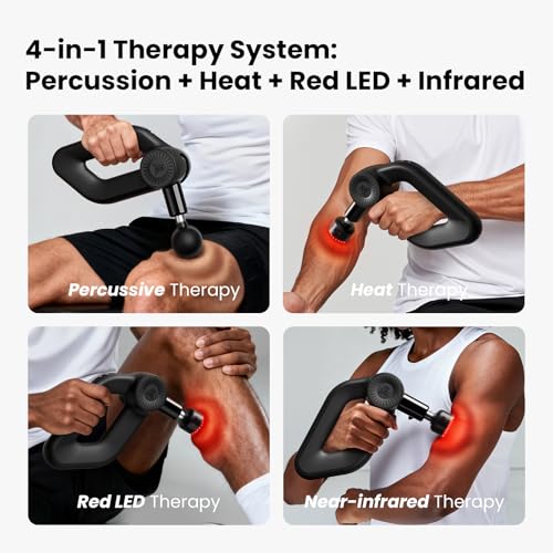 BOB AND BRAD D6 Ultra Massage Gun with Infrared Light, Deep Tissue Percussion with 16mm Amplitude, Professional Muscle Massager for Athletes, Electric Handheld Massager - color: Ruby Black