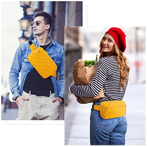 CXWMZY Fashion Fanny Packs for Women & Men, Girls Boys Teens Waist Bag Hip Bum Bag Cute Fanny Pack Casual Bum Bag with Multi-Pockets Adjustable Belts for Disney Traveling Cycling Running (Yellow) - color: Yellow
