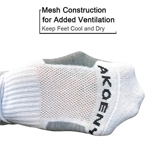 AKOENY Men's Athletic Quarter Socks 6-Pack - color: White