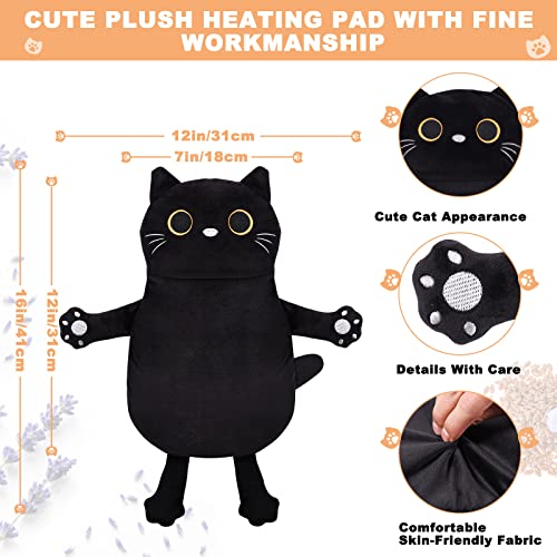 Microwave Heating Pad for Period Cramps Pain Relief, 16"×12", Black Cat - size: Black Cat