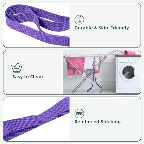 Abiarst Stretching Strap Yoga Straps for Physical Therapy, 10 Loops Non-Elastic Stretch Band for Pilates, Flexibility, Exercise and Gymnastics - color: 1-Pack (Purple)