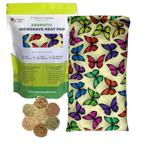 Nature Creation Microwaveable Herbal Heating Pad - Microwave Heating Pad for Neck and Shoulders, Cold & Hot Pack, Heat Pack Warming Pad, Microwavable Heating Pads - Pack of 1 (Butterfly Dance) - style: Butterfly Dance